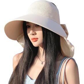 HUAMULAN Women Large Brim Sun Hat with Neck Flap, Men Quick Dry Hiking Fishing Safari Hat UPF 50+