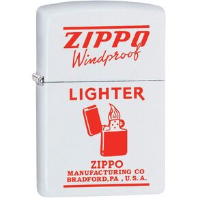 Zippo Lighter: Vintage Ad, Zippo Windproof in Red - White Matte 80466