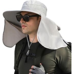 قبعة شمس للنساء من HUAMULAN بحافة كبيرة مع غطاء للرقبة، قبعة سفاري للرجال سريعة الجفاف للتنزه سيرًا على الأقدام وصيد الأسماك بعامل حماية من الأشعة فوق البنفسجية 50+ in Kuwait