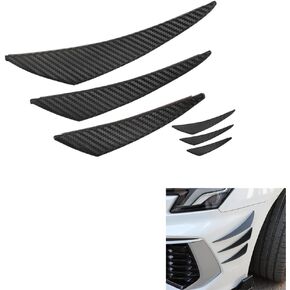 Universal Car Spoiler Canards Kit Front Bumper Lip Splitter, 6pcs Car Exterior Soft Fins Auto Body Anti Collision Strip Decal Sticker (Black)