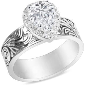 Shiny Cubic Zirconia Statement Ring Antique Flower Vine Design Vintage Rings for Women Cocktail Birthday Wedding Valentine Gift in Kuwait