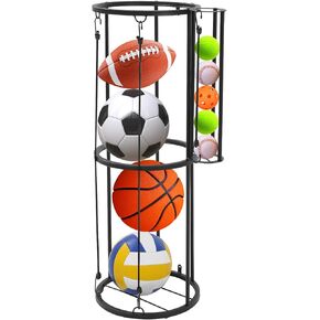 Ball Storage Garage Basketball Rack: Durable Wall Mounted Outdoor Sports Equipment Organizer Vertical Ball Rack - Soccer Volleyball Rugby Racks For Balls