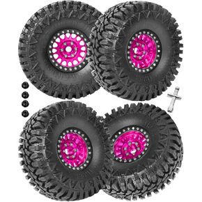 RC 1.9in Beadlock Wheels and Tires for 1/10 TRX4,Axia1 SCX10 II 90046 SCX10 III,D90 RC Crawler Car,Alloy 1.9in rc Beadlock Rims,Soft Rubber 1.9in rc Beadlock Tires,4pcs,Bronze