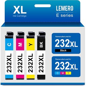 مجموعة خراطيش حبر LEMERO 232XL بديلة لخرطوشة حبر Epson 232 T232 232XL عالية الإنتاجية لـ Epson Expression Home XP-4200 XP-4205 Workforce WF-2930 WF-2950 (أسود، سماوي، أرجواني، أصفر) in Kuwait