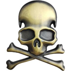 OnlyYou.X Skull Skeleton Emblem Skull Skeleton Badge Skull Skeleton Sticker Compatible with Universal Pickup and Car Chrome 1 Piece Metal