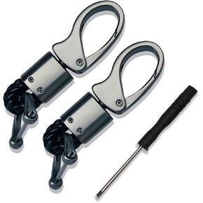 2 PCS Car Keychain, Alloy + Leather Cord Waist-mounted Remote Control Key Storage Pendant, for Most Models (Black)
