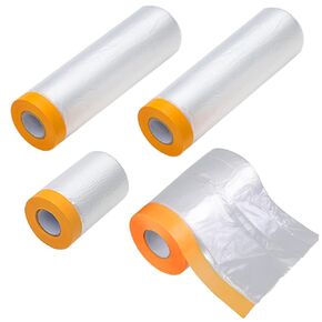 3 Rolls Pre-Taped Masking Film,Tape and Drape for Painting,66-Feet x 22/43/59-In Masking Paper for Automotive Painting Covering,Paint Adhesive Masking Film,Plastic Painting Drop Film