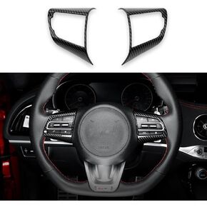 Carbon Fiber Car Steering Wheel Button Panel Frame Cover Decor Sticker Compatible with Kia Stinger 2017-2024 Accessories