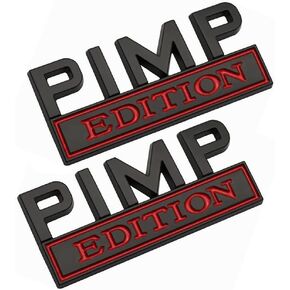ملصقات سيارة بشارة ثلاثية الأبعاد تحمل شعار Pimp Edition للبوابة الخلفية/الشبكة الأمامية/غطاء المحرك/الحاجز/صندوق السيارة متوافقة مع السيارات العالمية والشاحنات وسيارات الدفع الرباعي وRV والسكوتر وعربات الجولف والدراجات النارية (فضي-أسود)