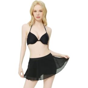 Women Beach Sarongs Sheer Cover Ups Bikini Bathing Suit Swimsuit Chiffon Bikini Wrap Skirt for Swimwear(Black)