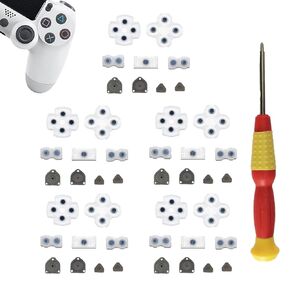 1 Set Silicone Conductive Rubber Pads Replacement for Playstation 4 PS4 Controller Parts for JDM-001/011 Dualshock 4 L1 R1 L2 R2 Adhesive Button Changing Keypad Repair Replacement Part Tool Kit (001)