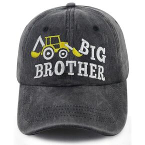 Big Brother Tractor Hats for Boys, Funny Cotton Embroidered Tractor Kids Baseball Cap