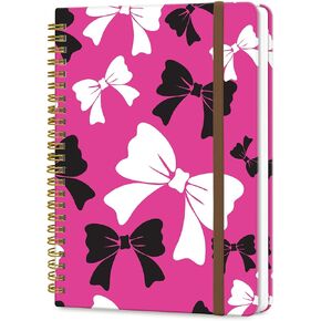 Spiral Journal Notebook, A5 Cute Notebooks for Women Men, College Ruled Hardcover Notebook for Work & Note Taking, 60 Pages Double-Wire Journals for Writing, Cute Colorful Boho Flowers