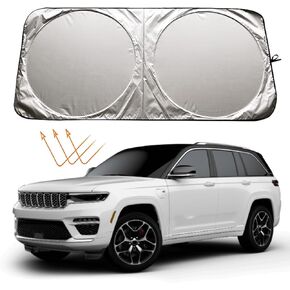 Windshield Sun Shade Sunshade for Jeep Grand Cherokee/L (Not for Cherokee) 2011-2024 Wagoneer/Grand Wagoneer 2022-2024 4XE Trailhawk SRT Limited Accessories Car Window Sun Shield
