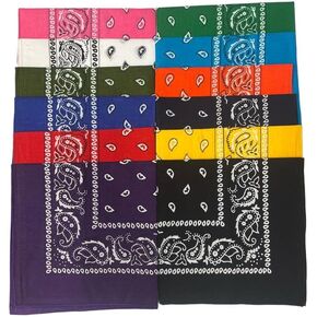 Paisley One Dozen 100% Cotton Cowboy Bandanas U.S.A. SELLER AND SHIPPER!