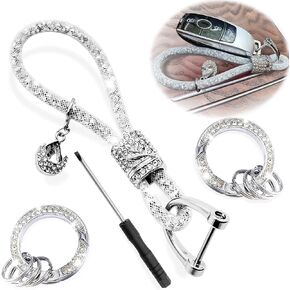 Crystal Car Keychain for Women, Fashion Keychain Accessories With Bling Rhinestones, Key Decorations for Women Auto, Universal for Car Key (Pink)
