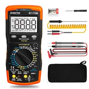 Digital Multimeter TRMS 6000 Count, BTMETER BT-770M Auto/Manual Ranging DMM Electrical Meter Tester for AC/DC Amp, AC/DC Volt, Ohm Capacitance Frequency Continuity Temperature NCV, Auto Backlight