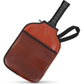 Handcrafted Durable & Stylish PU Leather Pickleball Paddle Cover with Carrying Strap | pickleball paddle bag with Inner and Outer Pockets | Enlarged Racket Sleeve for Universal Size | No logo
