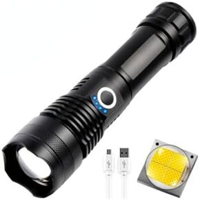Rechargeable LED Flashlights High Lumens, Powerful Tactical Flashlight with Zoomable, 5 Modes,hard box. Waterproof handheld FlashLight, Powerful Flashlight for Camping Hiking and Emergencies