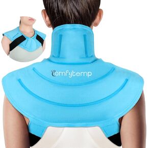 Comfytemp Ice Pack for Neck and Shoulders Pain Relief with Straps, FSA HSA Eligible, Reusable Gel Neck Ice Pack Wrap with Cold Compression Physical Therapy Recovery for Upper Back, Cervical, Injuries
