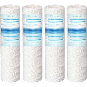 Geekpure 10 Inch PP Wound String Spun Sediment Replacement Filter for Reverse Osmosis System- 2.5" x 10"-5 Micron-4 Pack