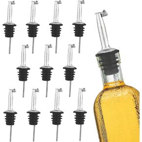 EHOMEA2Z Stainless Steel Liquor Bottle Pourers Classic Bottle Pourers for Alcohol, Leak-Proof, Dishwasher-Safe Pour Spouts for Liquour Bottles (6, Weighted Stainless Steel)