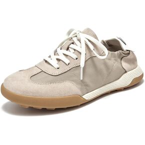 BEAU TODAY Fashion Sneakers Women, Casual Walking Sneakers for Women, Comfortable Non-slip Lace-Up Womens Leather Flat Shoes