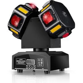 LED Moving Head Dj Lights 8 LEDs DJ Lighting RGB Beam Rotating Stage Lights Strobe & Star Effect with Sound Activated DMX 512 for Party Concert Festival Show