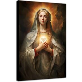 Framed Sacred Heart of Jesus Picture Canvas Wall Art Jesus Divine Mercy Poster Prints Christian Religious God Artwork Home Living Room Bedroom Decoration