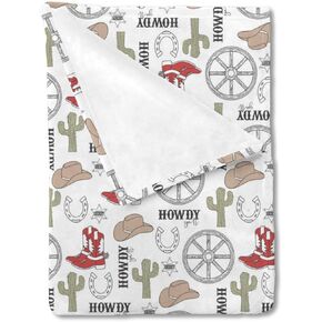 HawSkgFub Western Cowboy Boots Cactus Baby Blanket for Boys Gift, Howdy Y’all Wild West Flannel Fleece Nursery Bed Blankets, Soft Warm Lightweight Newborn Infant Toddler Kids Crib Bedding 30 x 40 Inch