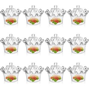 Hapivida Crown Candy Boxes, 12Pcs Plastic Wedding Favor Boxes Clear Jars Candy Chocolate Storage Boxes for Birthdays, Party Favors (Blue)