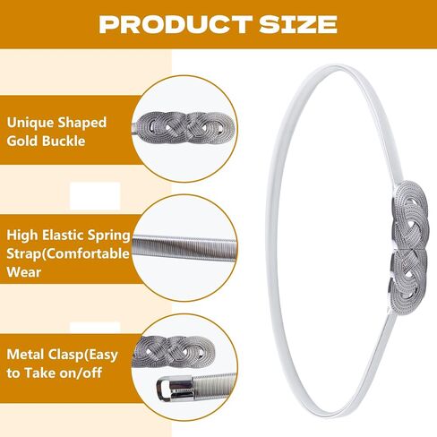 2 Pcs Women Skinny Belt, Metal Corset Belt Thin Waist Belt Stretch Waist Belt for Dress for Dress Adjustable Thin Waist Belt for Ladies in Saudi Arabia