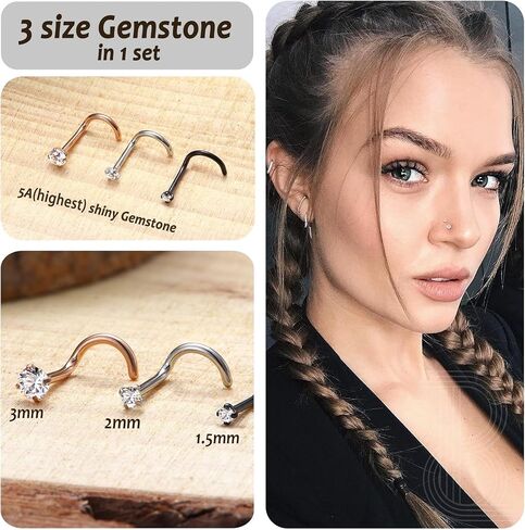 BodyBonita 9Pcs Nose Rings Hoops - 316L Stainless Steel 20G 18G Nose Stud Twist Style Bendable Hypoallergenic Cartilage Earrings for Women Conch Piercing Jewelry Helix Rook Tragus Lobe Daith Snug 8mm 10mm in Saudi Arabia