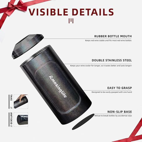 Wine Chiller Bucket, Portable 750ml Champagne & Wine Bottle Cooler, Stainless Steel Vacuum Insulated, Keeps Wine & Beverages Cold, Perfect Gift for Wine Lovers in Saudi Arabia