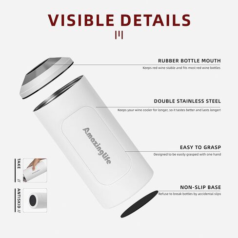 Wine Chiller Bucket, Portable 750ml Champagne & Wine Bottle Cooler, Stainless Steel Vacuum Insulated, Keeps Wine & Beverages Cold, Perfect Gift for Wine Lovers in Saudi Arabia