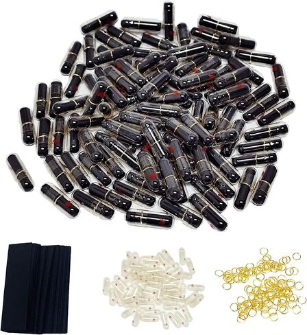 100Pcs Lovely Capsule Message Paper Letter Pill Shaped Mini Capsule Love Notes for Valentine's Day,Christmas Gift, Capsules Letters for Birthday Anniversary Mother's Day Thanksgiving (Black) in Saudi Arabia