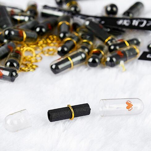 100Pcs Lovely Capsule Message Paper Letter Pill Shaped Mini Capsule Love Notes for Valentine's Day,Christmas Gift, Capsules Letters for Birthday Anniversary Mother's Day Thanksgiving (Black) in Saudi Arabia