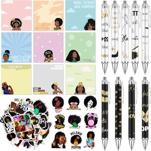 68 Pcs Black Girl Inspirational Sticky Notes Black Girl Theme Office Supplies Black History Positive Gifts for Black Women Mini Motivational for Teacher Notes Memo Notepads School Office in Saudi Arabia