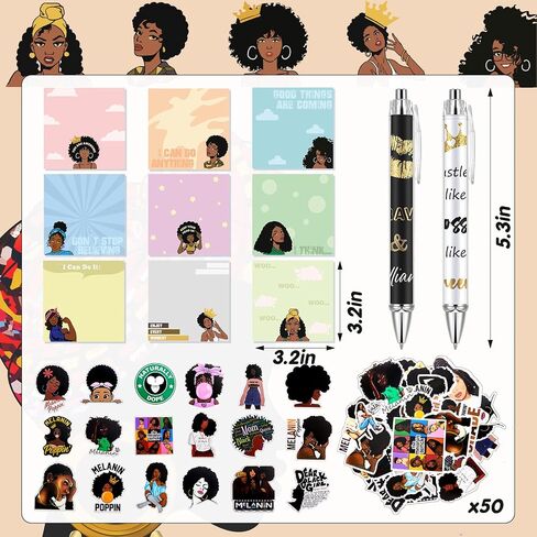 68 Pcs Black Girl Inspirational Sticky Notes Black Girl Theme Office Supplies Black History Positive Gifts for Black Women Mini Motivational for Teacher Notes Memo Notepads School Office in Saudi Arabia