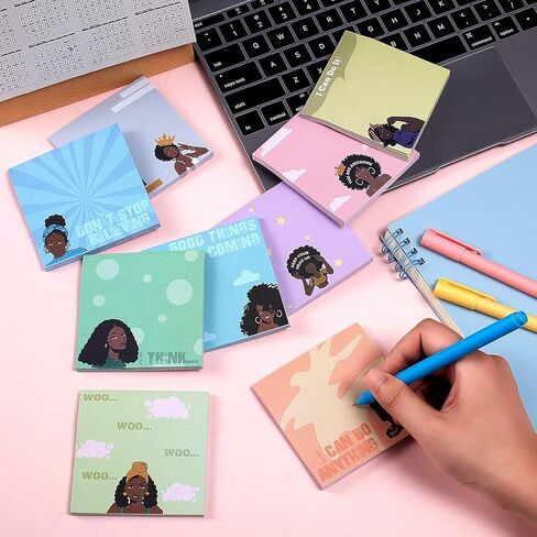 68 Pcs Black Girl Inspirational Sticky Notes Black Girl Theme Office Supplies Black History Positive Gifts for Black Women Mini Motivational for Teacher Notes Memo Notepads School Office in Saudi Arabia