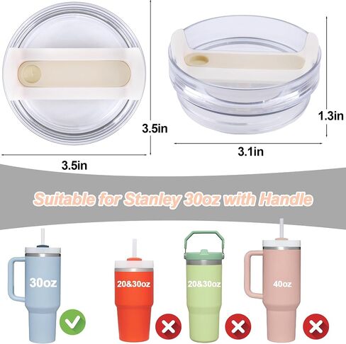 AIERSA 2Pcs Lid Replacement for Stanley Quencher Cup H2.0 30 oz Tumbler with Handle, Cup Lids for Stanley Cup Accessories, Cream in Saudi Arabia