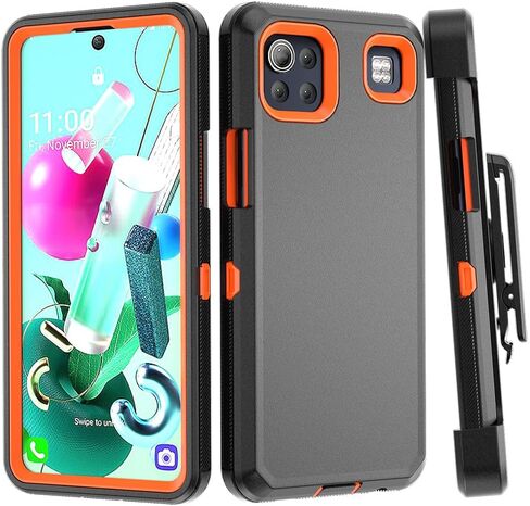 مصمم لجراب LG K92 5G مع مشبك حزام ومسند، حماية كاملة للجسم متعدد الطبقات وشديد التحمل لهاتف Samsung Galaxy LG K92 5G 6.7 بوصة (أزرق داكن + أزرق) in Kuwait