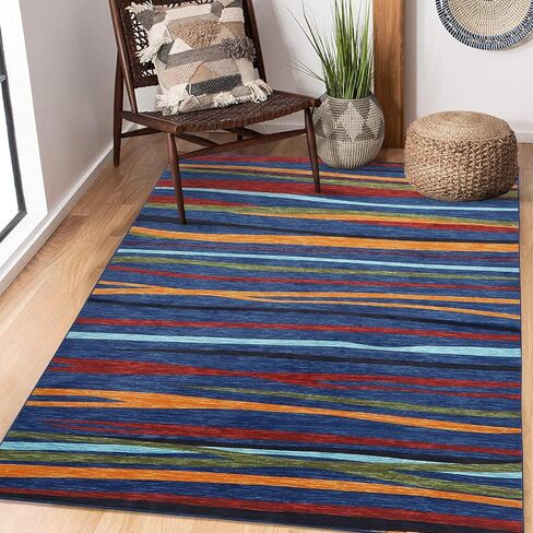 GAOMON 2x6 Long Hallway Runner Rug Machine Washable Kitchen Runner Rug Colorful Modern Abstract Area Rug Indoor Throw Floor Carpet for Living Room Bedroom Laundry, 2' x 6' Blue in Saudi Arabia