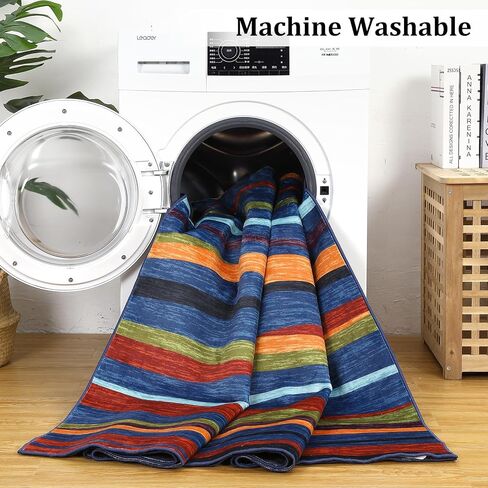GAOMON 2x6 Long Hallway Runner Rug Machine Washable Kitchen Runner Rug Colorful Modern Abstract Area Rug Indoor Throw Floor Carpet for Living Room Bedroom Laundry, 2' x 6' Blue in Saudi Arabia
