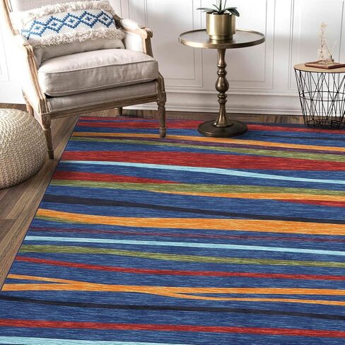 GAOMON 2x6 Long Hallway Runner Rug Machine Washable Kitchen Runner Rug Colorful Modern Abstract Area Rug Indoor Throw Floor Carpet for Living Room Bedroom Laundry, 2' x 6' Blue in Saudi Arabia