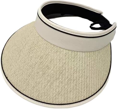 Sun Visor Hats for Women Wide Brim Straw Beach Hat Summer Packable Ponytail Hats for Women Travel UPF 50+ in Saudi Arabia
