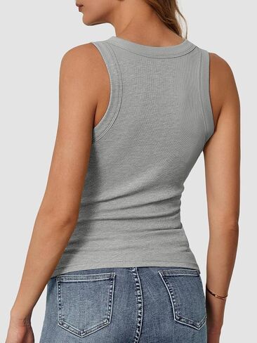 ATHMILE Womens Tank Top Sleeveless Racerback High Neck Casual Basic Cotton Ribbed Fitted Fashion 2024 in Saudi Arabia