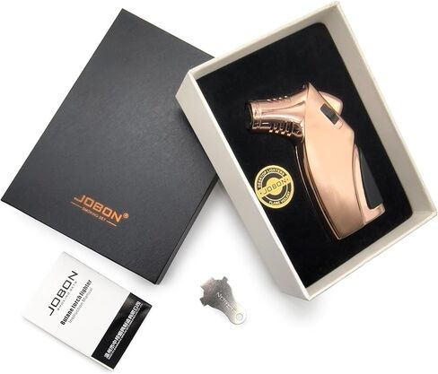 JOBON Torch Lighter, Triple Jet Flame Butane Lighter with Punch and Safety Lock (Butane Gas Not Included) (Black) in Kuwait