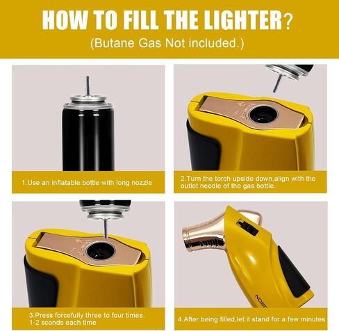 JOBON Torch Lighter, Triple Jet Flame Butane Lighter with Punch and Safety Lock (Butane Gas Not Included) (Black) in Saudi Arabia