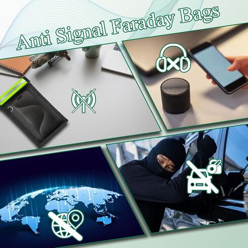 4 Pack Faraday Bags,Faraday Bag for Car Key & Phones & Tablets & Laptops,Faraday Key Fob Protector with Green Reflective Strip for Anti-Theft,Anti-Tracking, Fireproof & Waterproof RFID Signal Blocking in Saudi Arabia